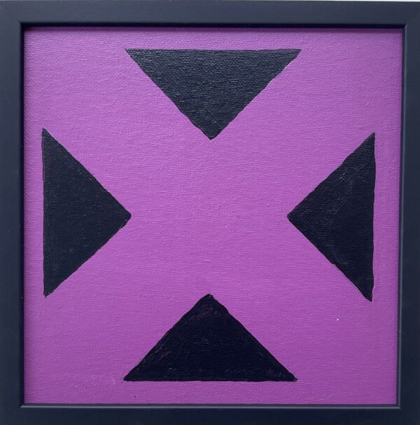 20x20cm Akryl Maleri - Burgunder og Sort Symbol