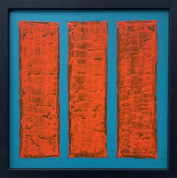 20x20cm Akryl Maleri - Turkis og Orange Symbol