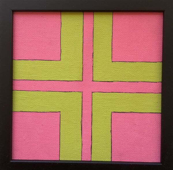 15x15cm Akryl Maleri - Kryss