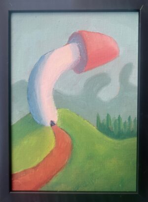 21x15cm Olje Maleri - Sopp-Tårn