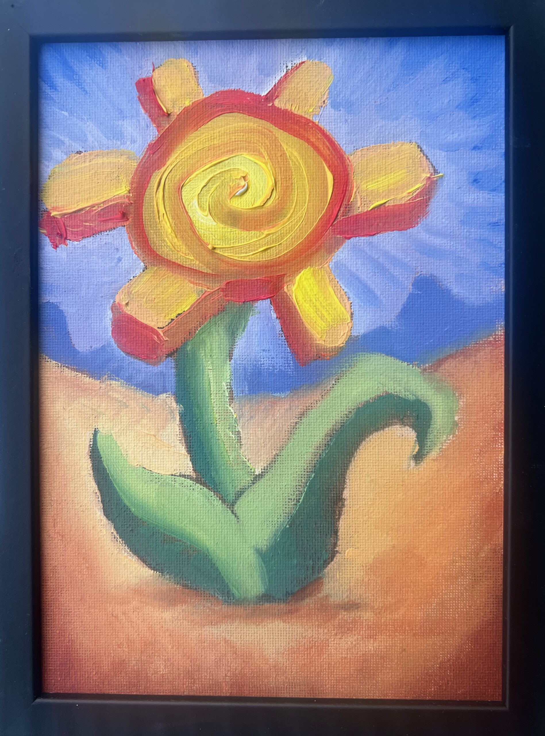 21x15 Olje Maleri - Gul Blomst