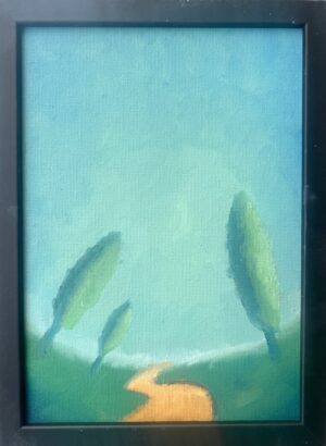 21x15cm Olje Maleri - Aften