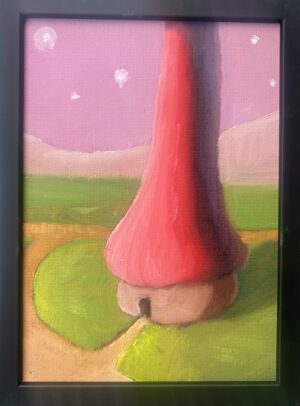 21x15cm Olje Maleri - Rosa Himmel