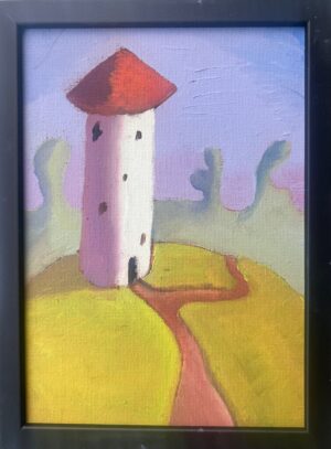 21x15cm Olje Maleri - Tårn